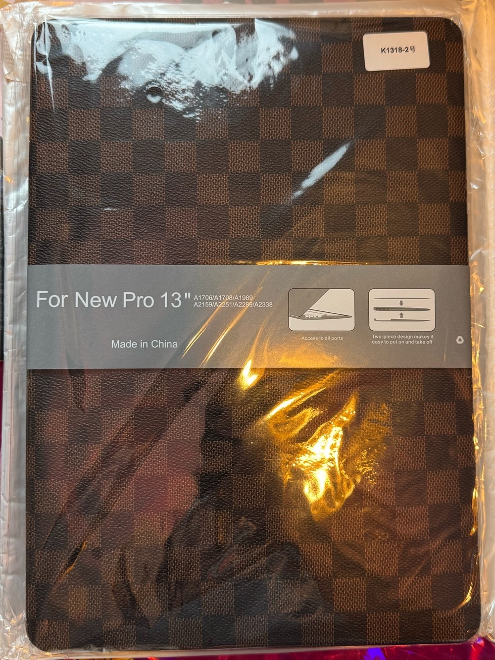 Premium Checkered Brown Tablet Case for 13" MacBook - Compatible